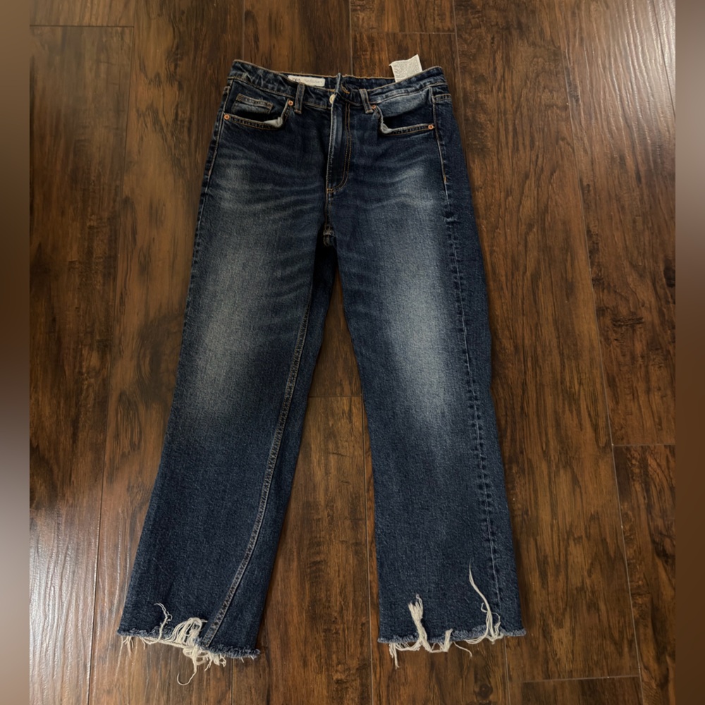 Zara Dark Blue Distressed Jeans